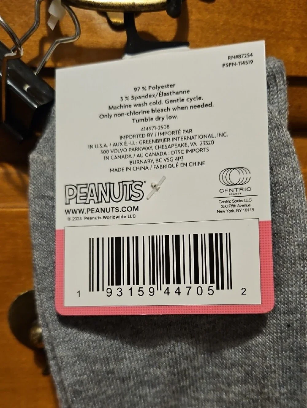 Peanuts gray socks