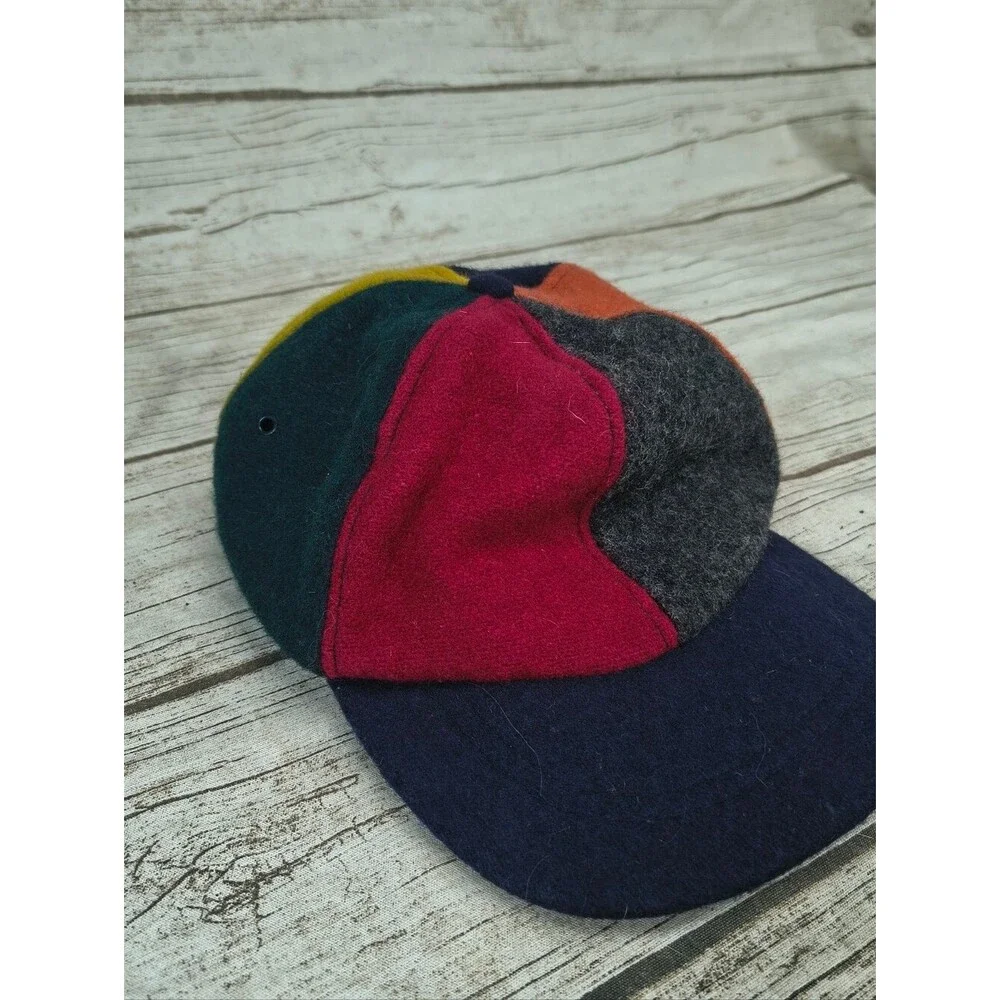 Vintage J. Crew Fitted Baseball Cap Multicolor Boiled Wool Made in USA EUC