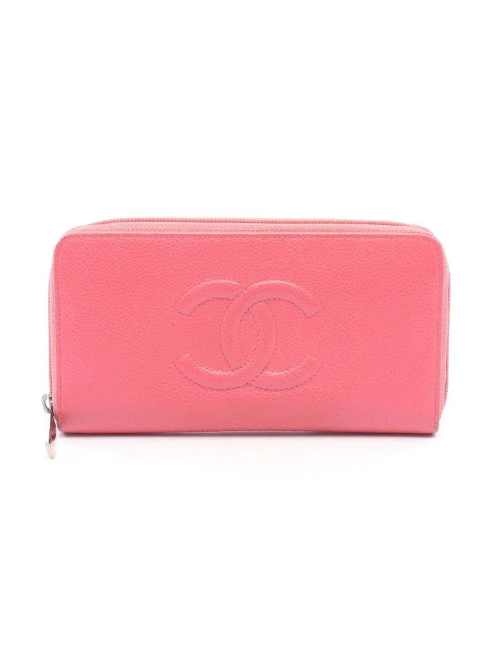 Chanel Round Wallet CC Logo Pink Caviar Leather CC