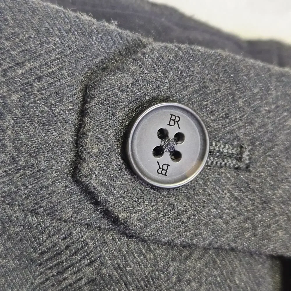 Banana Republic Mens 32x30 Flannel Herringbone Trouser Tailored Dress Pant Gray