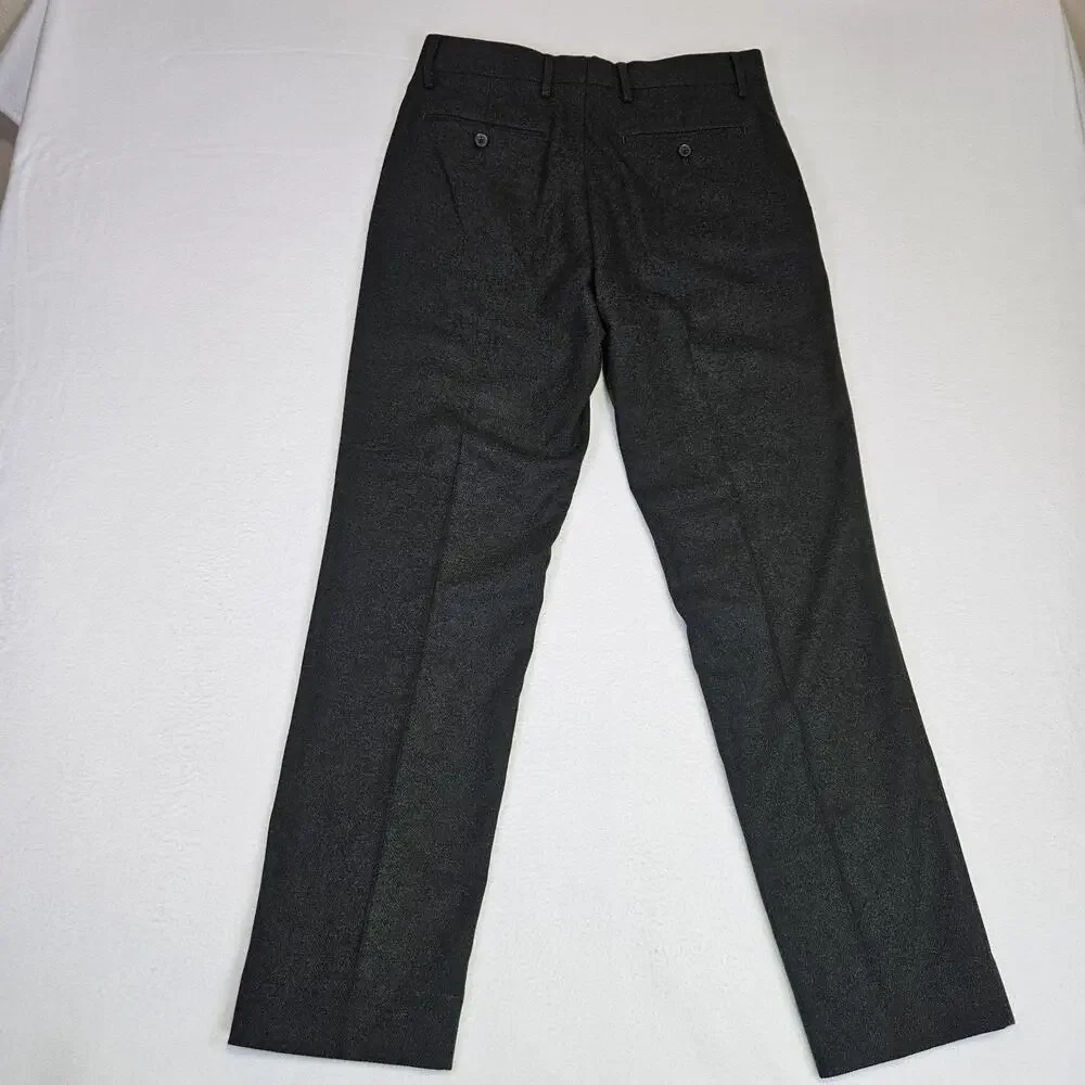 Banana Republic Mens 32x30 Flannel Herringbone Trouser Tailored Dress Pant Gray