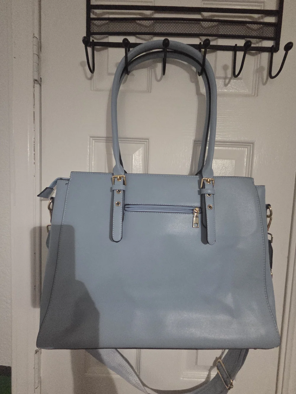 NWOT Mosiso Light Blue Floral-Embossed Women's Laptop Tote/crossbody Bag