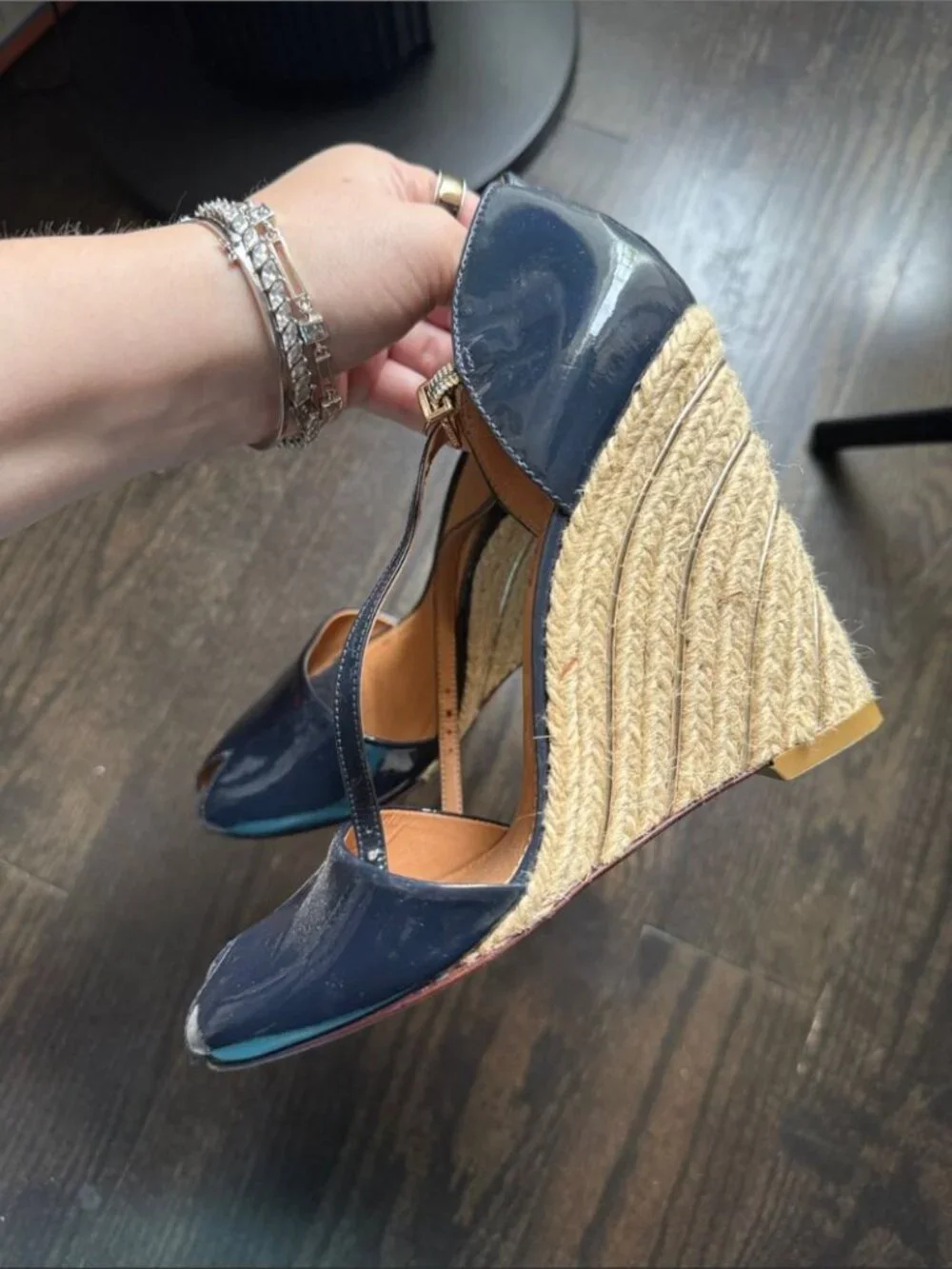 SCHUTZ wedge navy rich