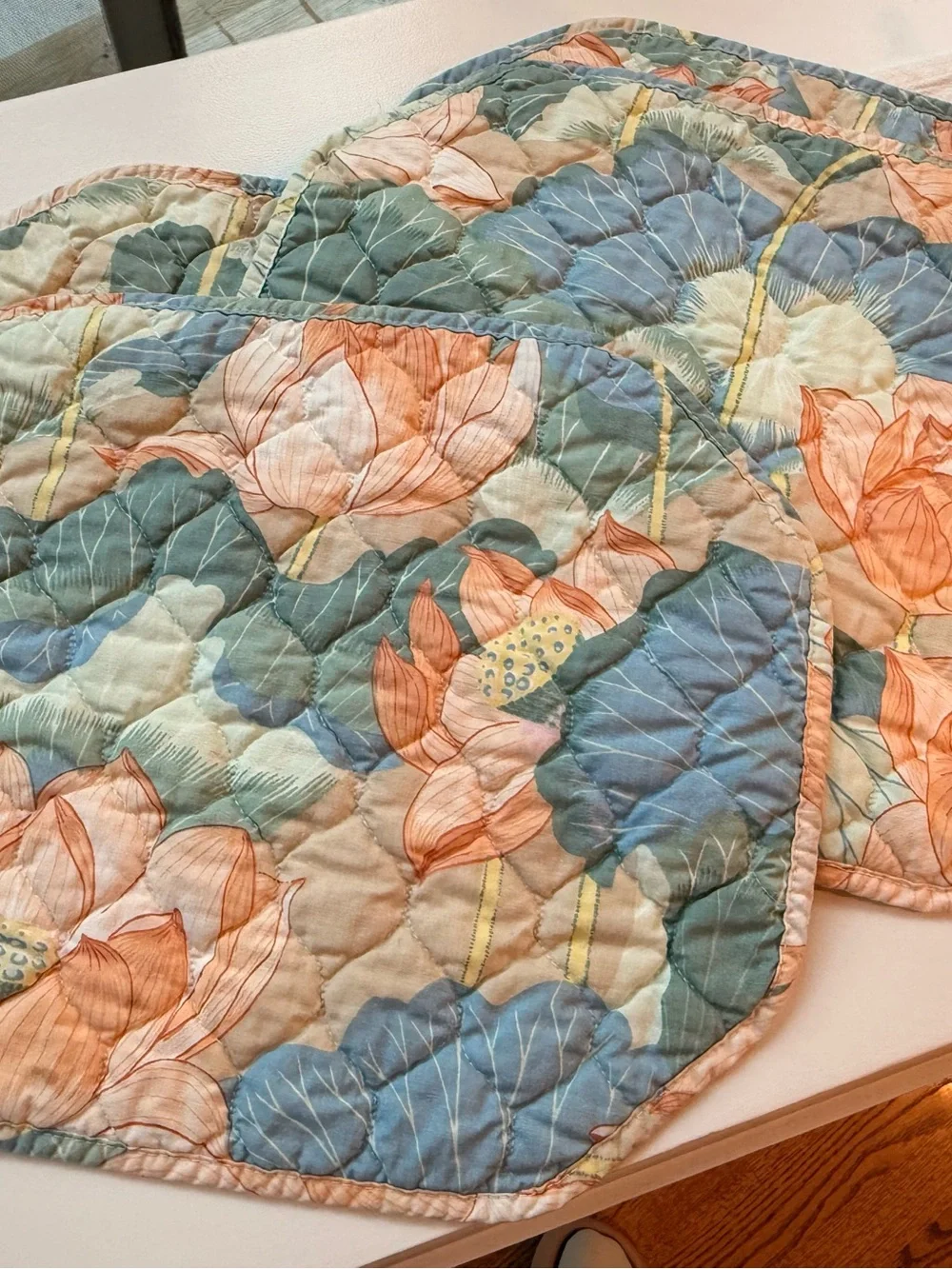 Vintage Floral Quilted Placemats- Set of 4
