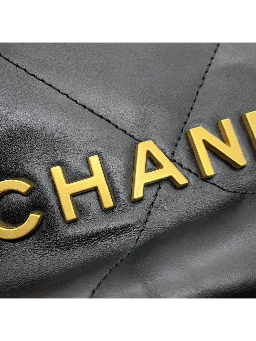Chanel Handbag 22 Mini CC Logo Shiny Calf Leather 2-Way Shoulder Black