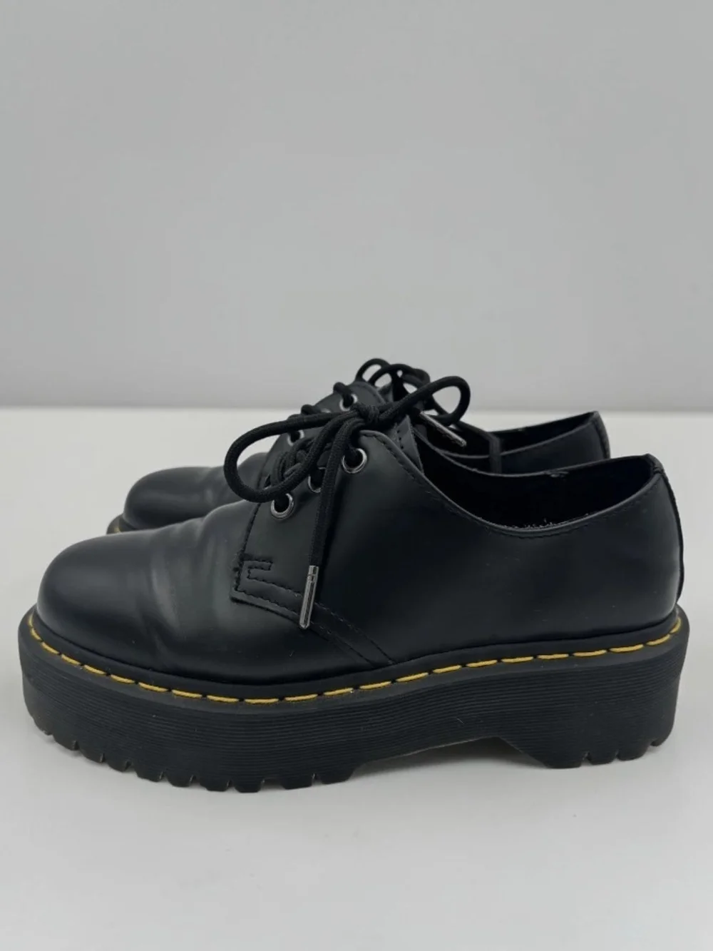 Dr. Martens 1461 Quad Platform Black Leather Unisex Shoes