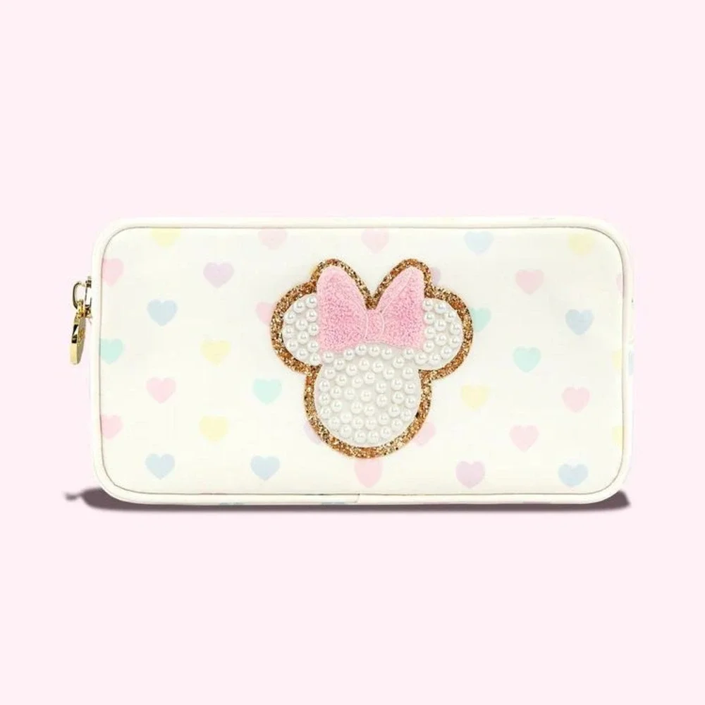 Stoney Clover Lane Disney Minnie Mouse Pastel Hearts Small Pouch Cosmetic Bag