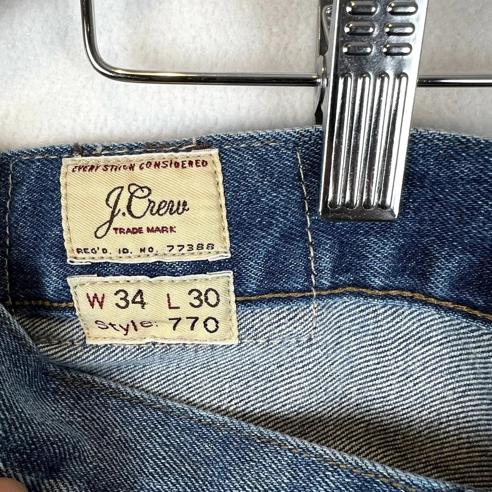J‎ Crew 770 Jean Men 34x30 Straight Fit Dark Wash Blue Classic Denim J.Crew