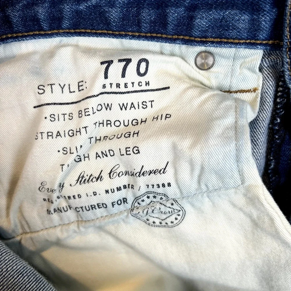 J‎ Crew 770 Jean Men 34x30 Straight Fit Dark Wash Blue Classic Denim J.Crew