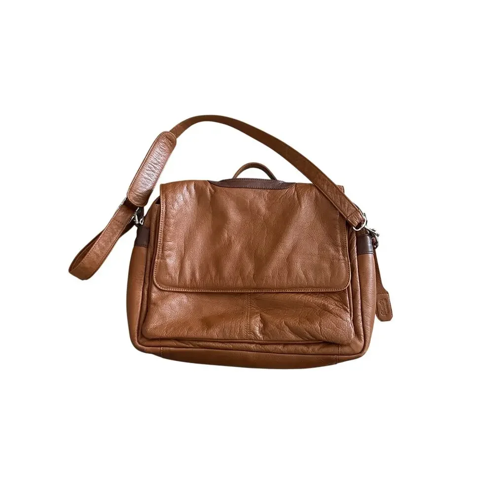 Vintage Danilos Fine Leather Briefcase Messenger Cognac