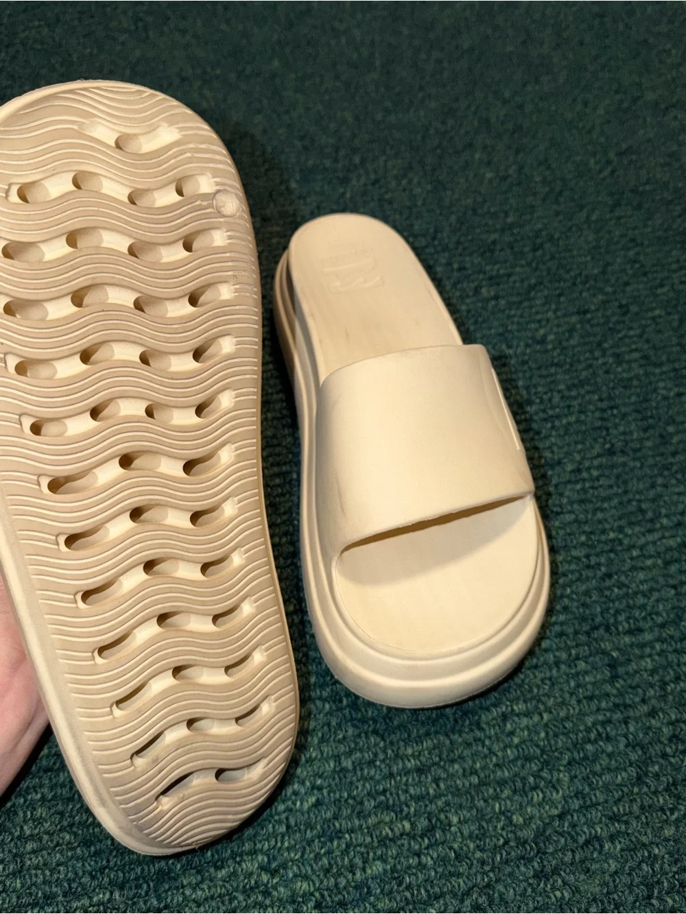 Billabong Platform Slides White Platform Slide Sandals with Embossed Logo