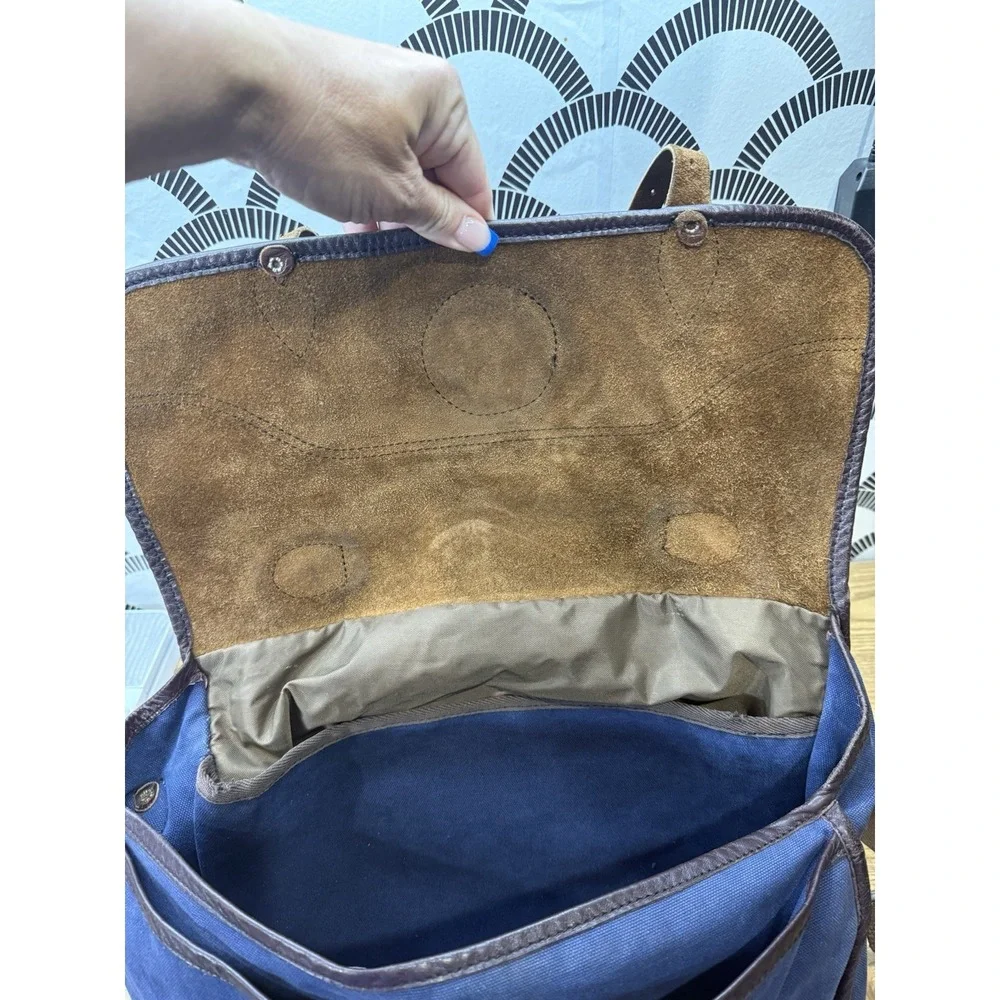 Duluth Pack Messenger Weekender Duffle Travel Bag Canvas Leather Blue