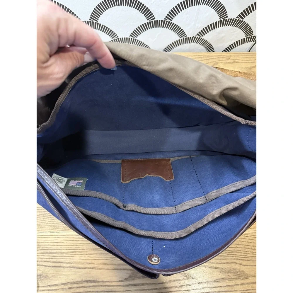 Duluth Pack Messenger Weekender Duffle Travel Bag Canvas Leather Blue