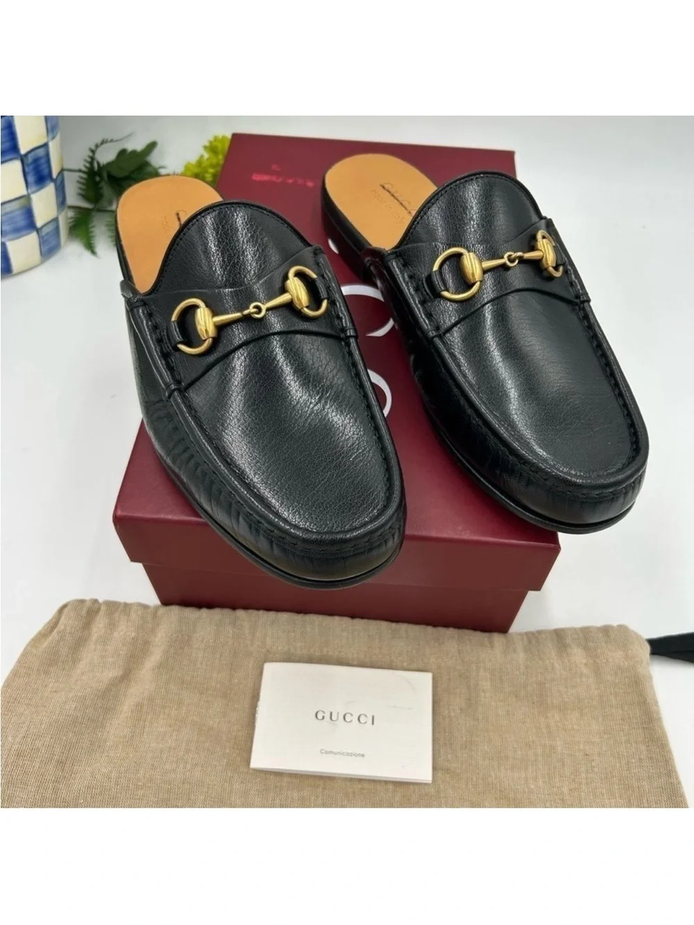 Men’s Gucci horse bit ROOS slip on loafers size 8, made in Italy