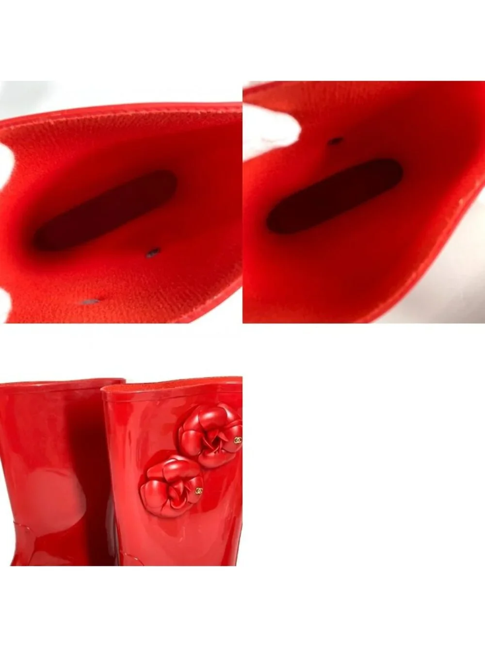 Chanel Rain Shoes Camellia CC Logo Rubber