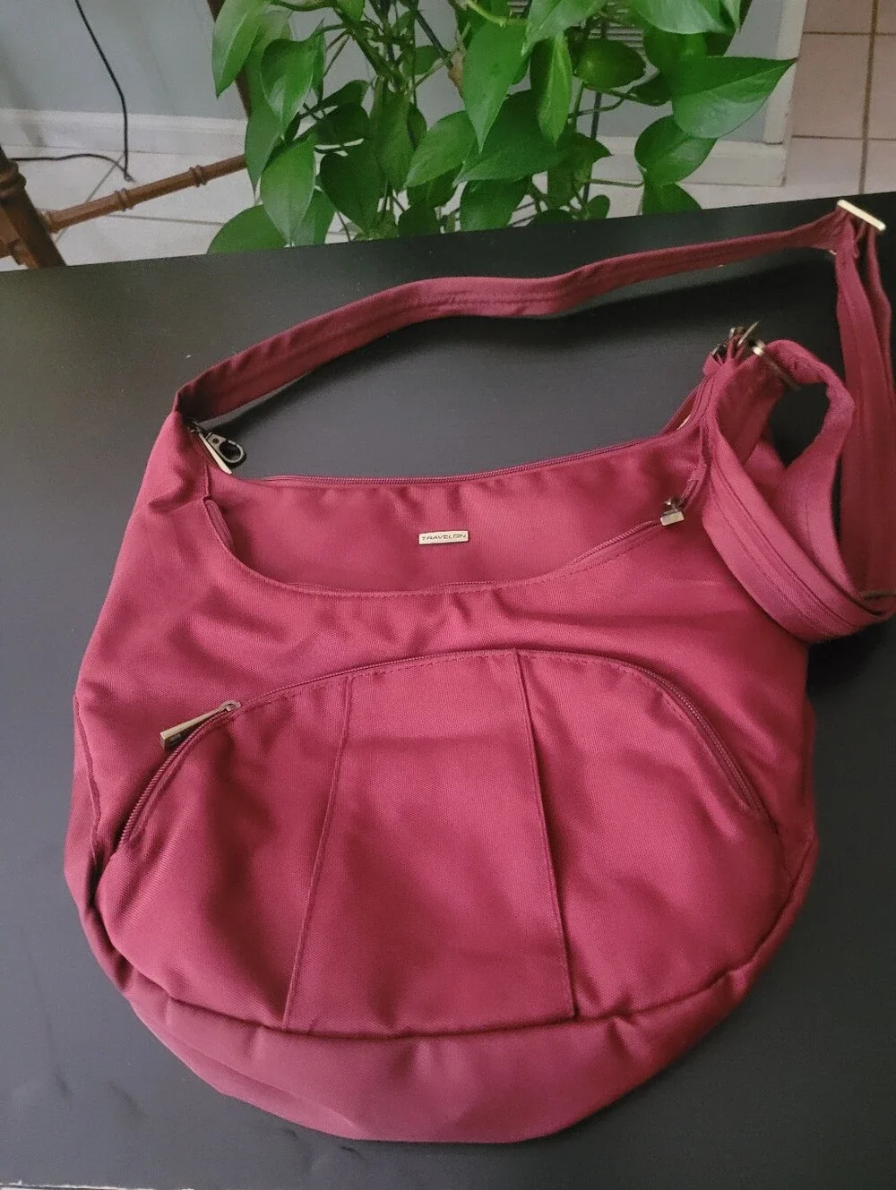 Travelon Wine Red Women's Shoulder Bag - Travel-Friendly