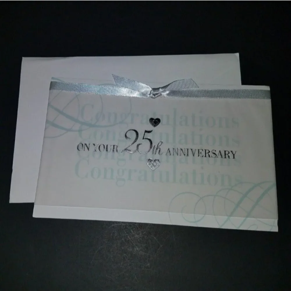 (2) 25th Anniversary Greeting Cards Lot Congratulations Silver Celebration