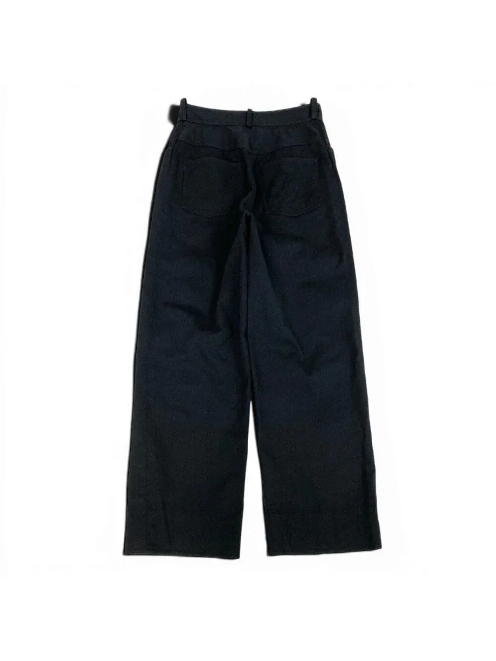 Chanel CC Logo Embroidery Black Denim Pants 36