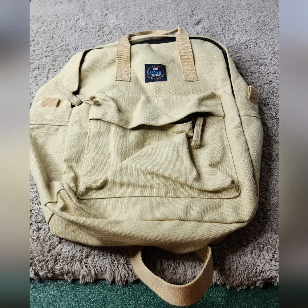 BAIYIRONG BACKPACK Tan Canvas Multipocket Backpack With Straps