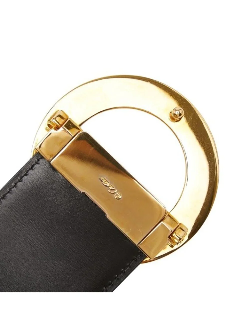 Cartier Panthere Round Buckle Belt Black Gold Leather