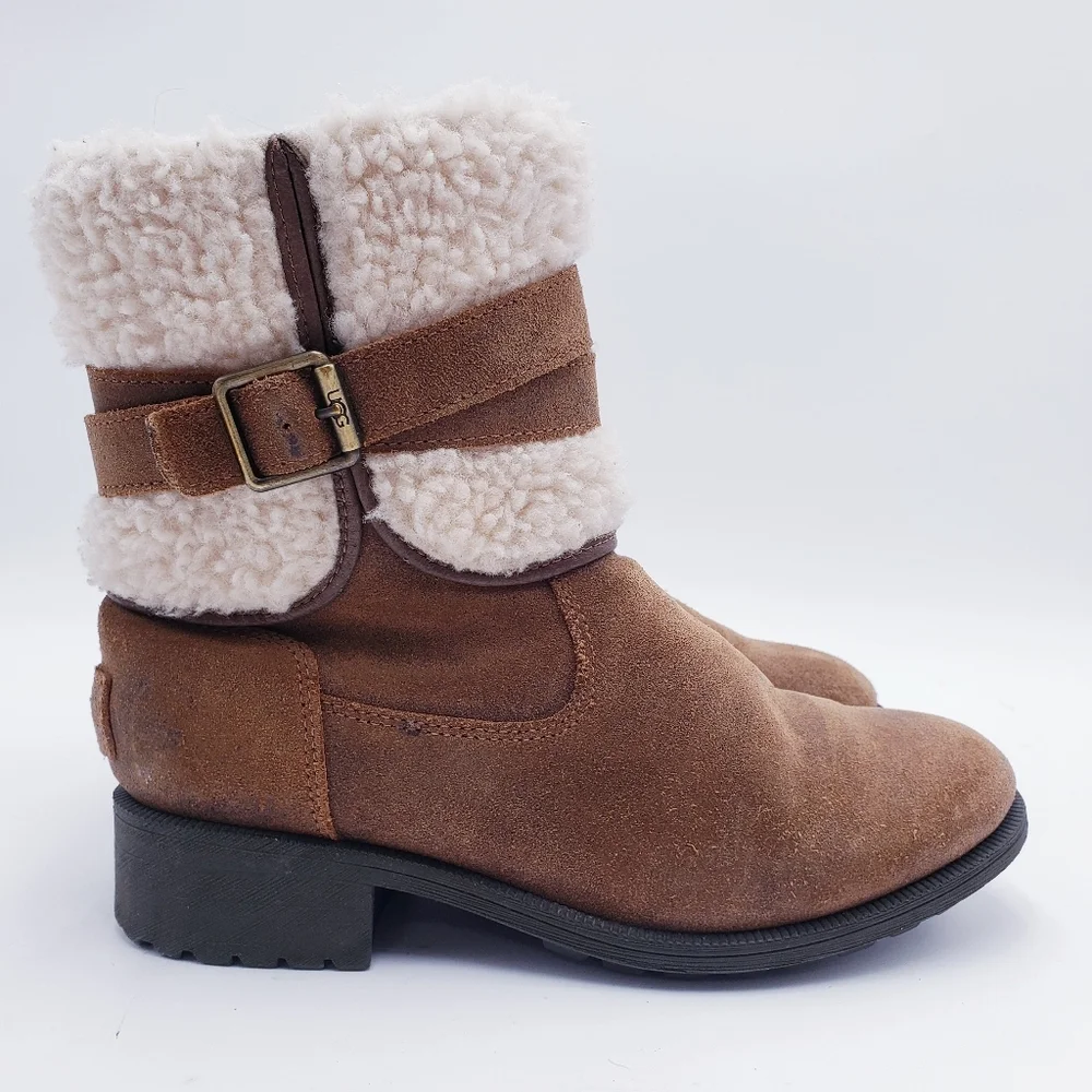 UGG Women's Size 7 Blayre III Boot Snow Boots Chestnut Brown Fur‎ Lined