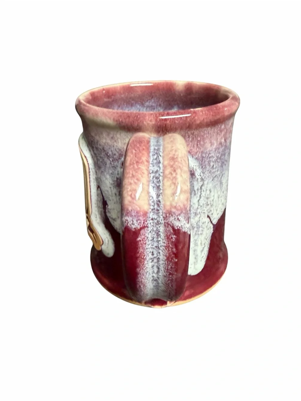 Veritas Crest Ceramic Coffee Mug‎ in Burgundy and Cream by Grey Fox Pottery