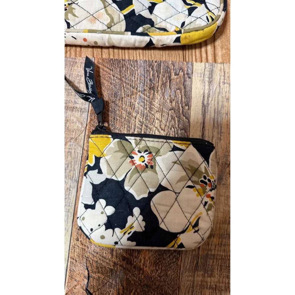 Vera Bradley Tech Case & Coin Purse Set – Yellow/Black‎ Floral – Quilted Cotton