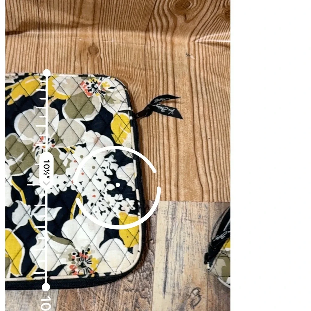 Vera Bradley Tech Case & Coin Purse Set – Yellow/Black‎ Floral – Quilted Cotton