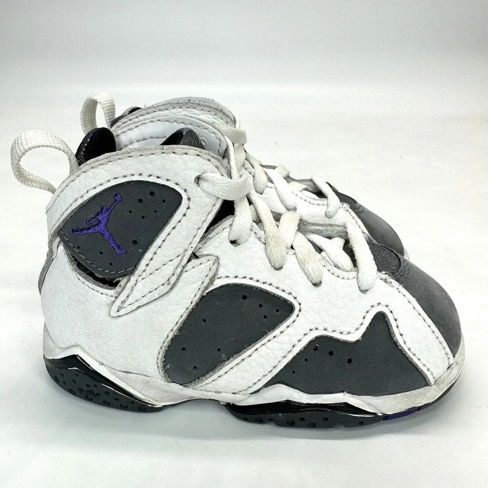 Nike Air Jordan VII 7 Baby Toddler Size 6C Gray White Lace Up‎ DJ2776-100