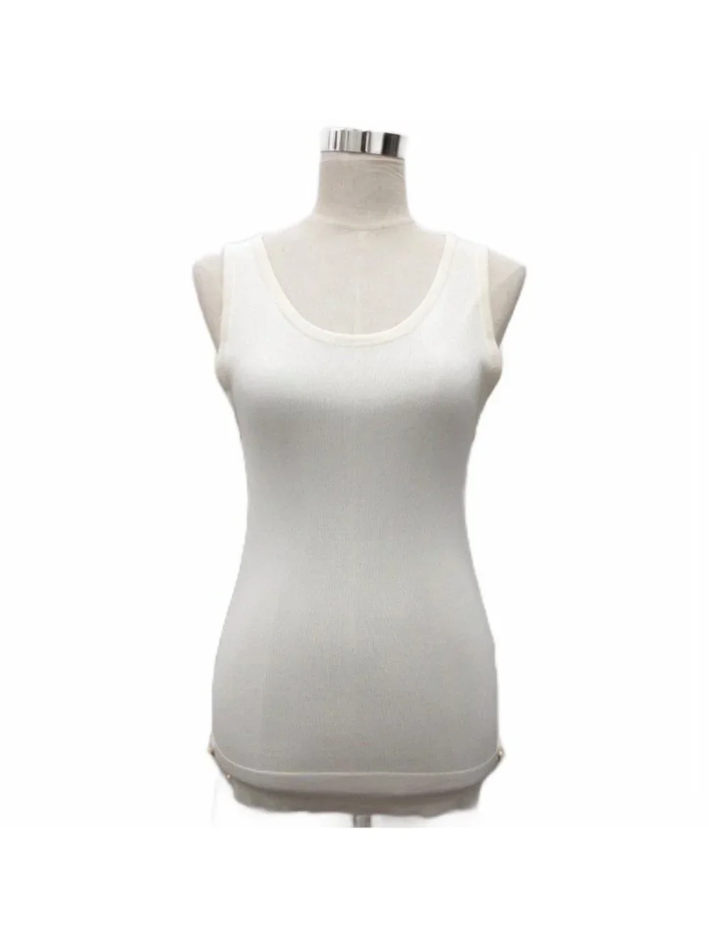 Chanel Boutique Sleeveless Top Tank Top Ribbed Ivory