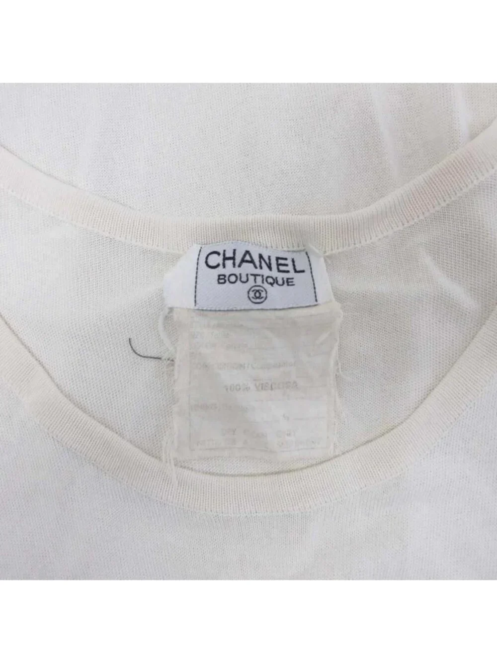 Chanel Boutique Sleeveless Top Tank Top Ribbed Ivory