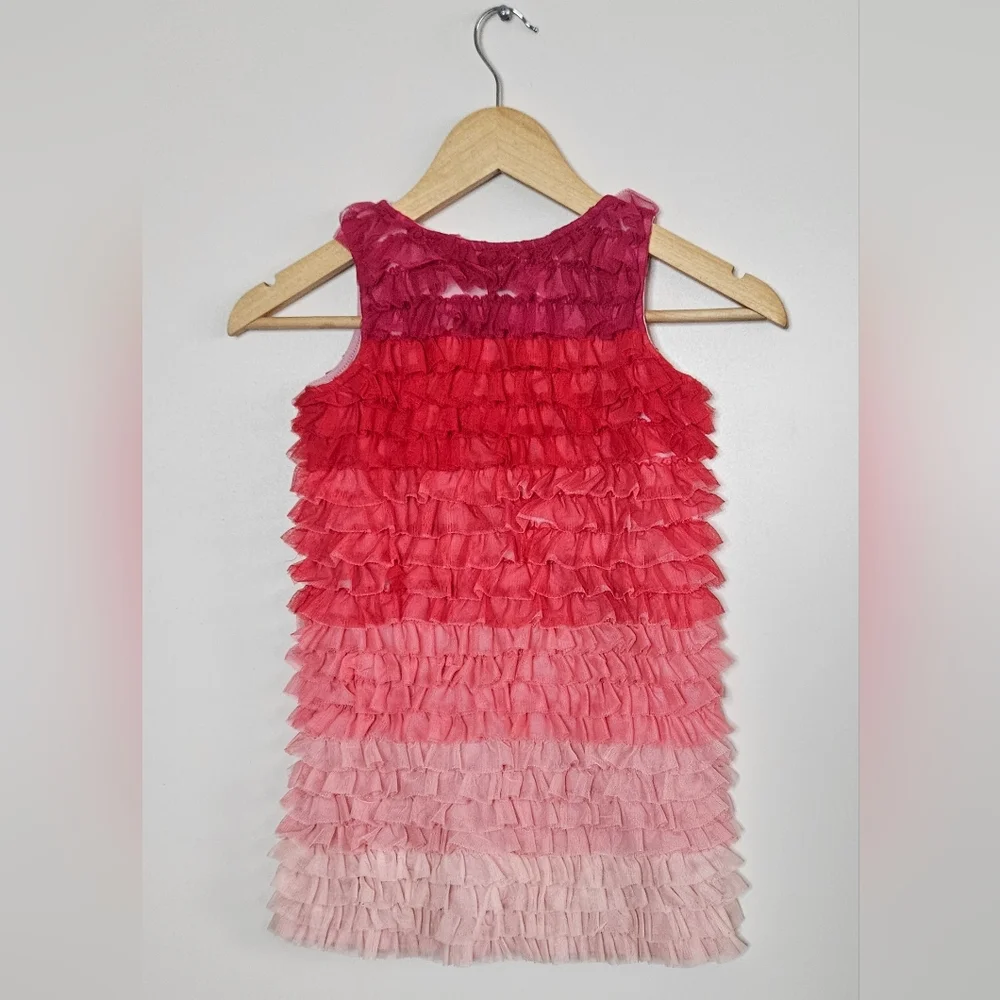 Gap Kids Pink Ombre Ruffle Tiered‎ Mesh Dress Size S (6-7)