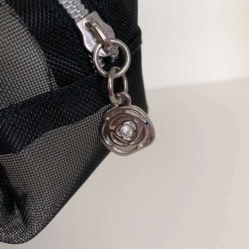 Lancôme black mesh cube zippy pouch