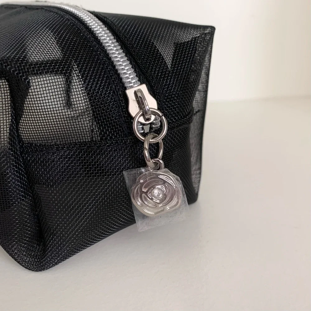 Lancôme black mesh cube zippy pouch