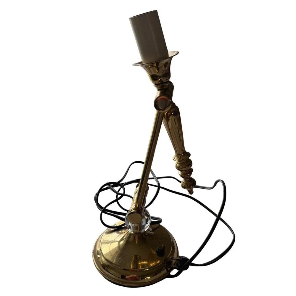 Tower Craftsman Brass Desk‎ Lamp 1950s Crystal Accent Adjustable Red Bank NJ