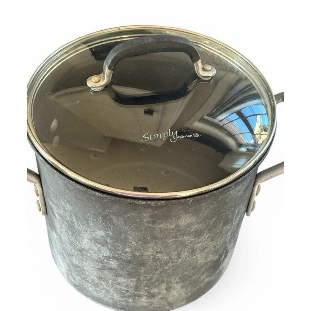 Calphalon 808 8qt Cookware Commercial Anodized Aluminum‎ Stock Pot 310 Lid USA