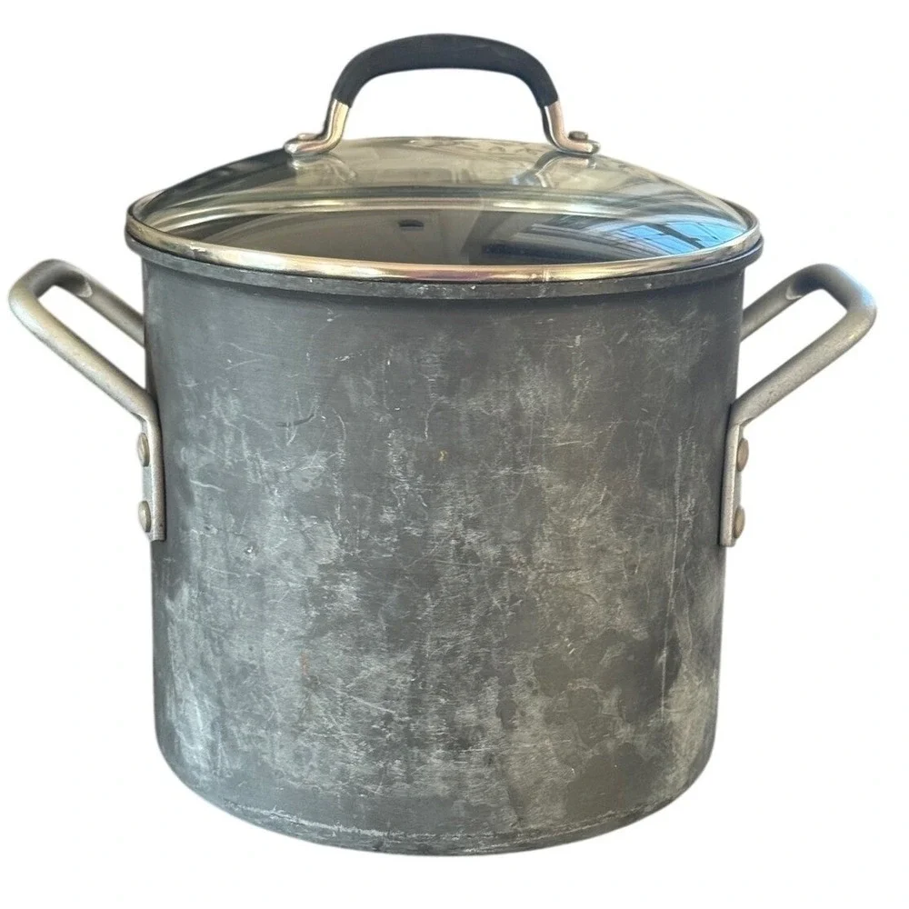 Calphalon 808 8qt Cookware Commercial Anodized Aluminum‎ Stock Pot 310 Lid USA