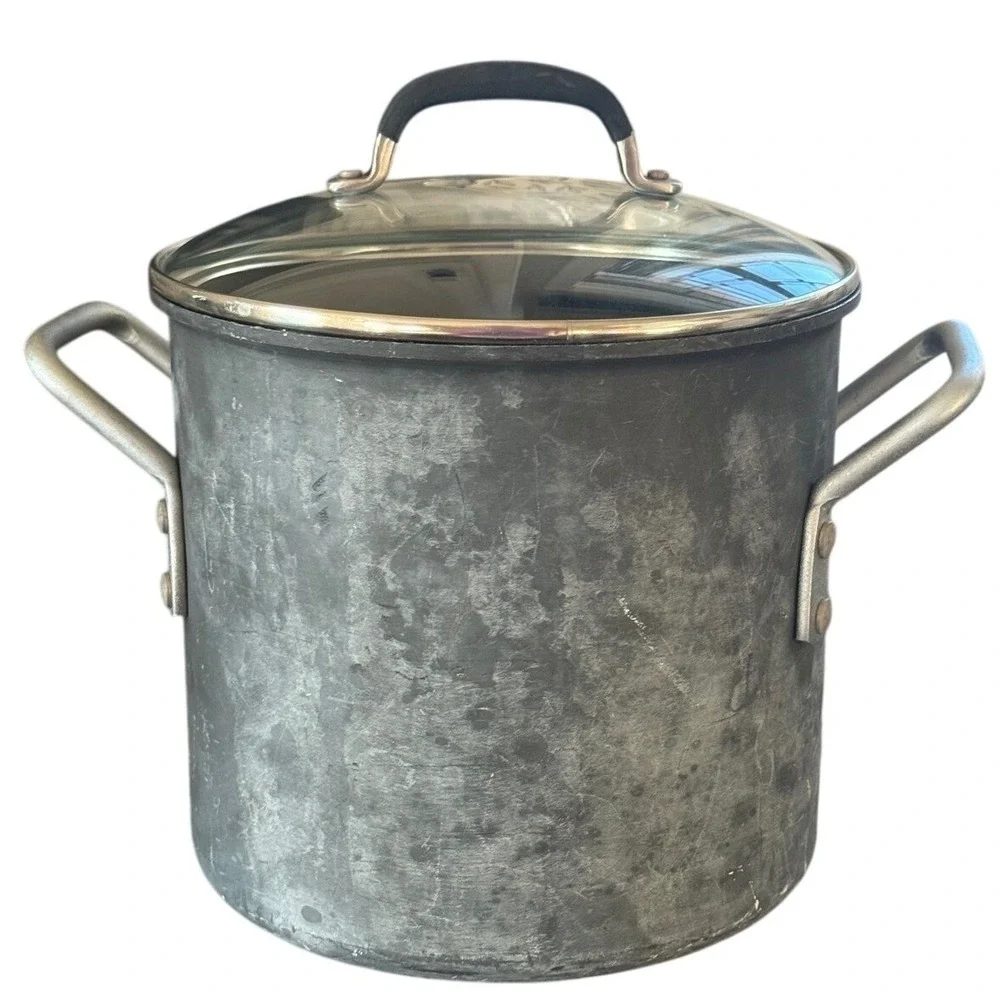 Calphalon 808 8qt Cookware Commercial Anodized Aluminum‎ Stock Pot 310 Lid USA