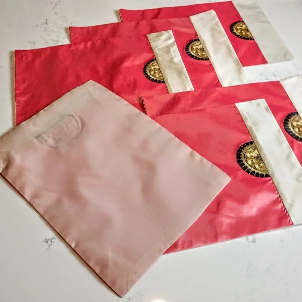 Chinese Shantung Silk Embroidered Placemats (6)