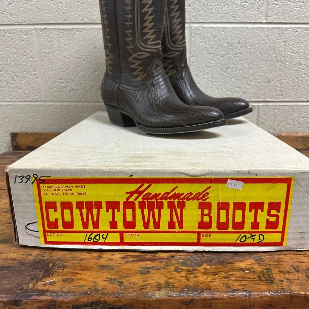 New Cowtown‎ Boots Handmade Western Boots Mens Size 10.5D Brown Leather