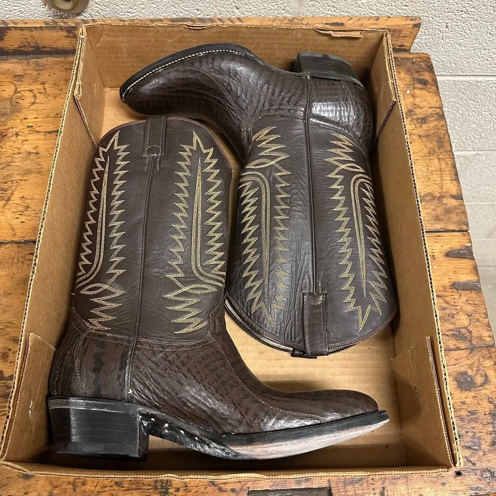New Cowtown‎ Boots Handmade Western Boots Mens Size 10.5D Brown Leather