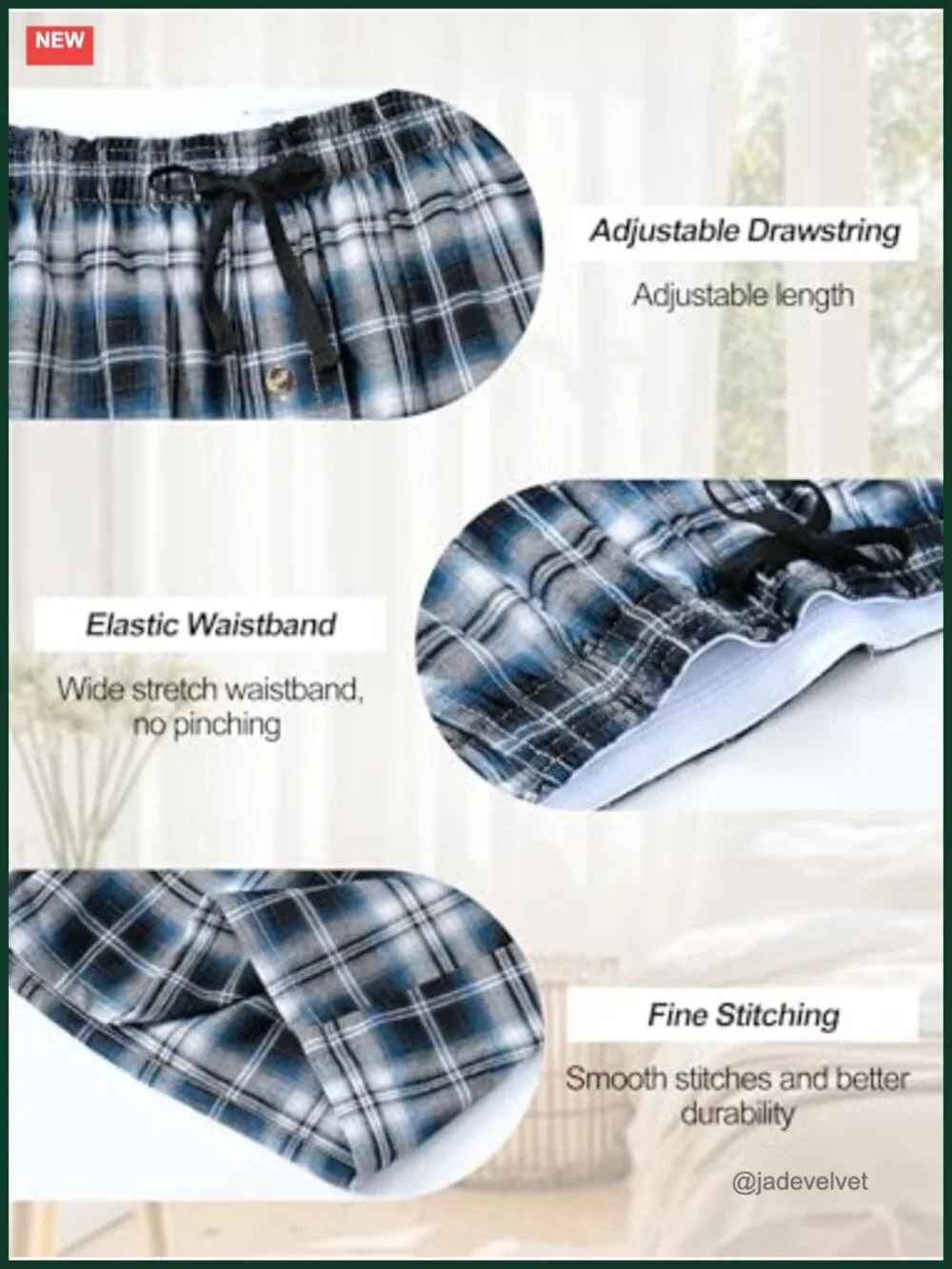 Cotton Plaid Woven Pajama Shorts with Pockets Button Fly 3-Pack Sleepwear