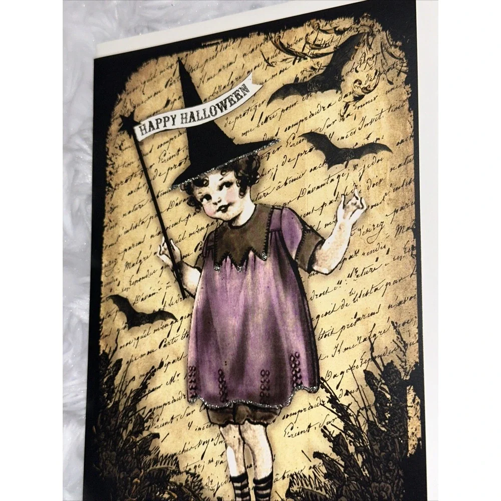 Halloween Card Lot‎ of 3 Handmade Postcard Blank Inside Gothic Happy Greeting