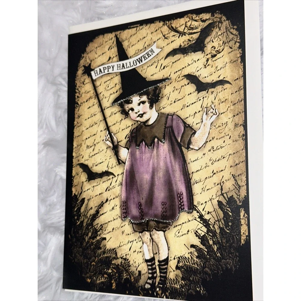 Halloween Card Lot‎ of 3 Handmade Postcard Blank Inside Gothic Happy Greeting