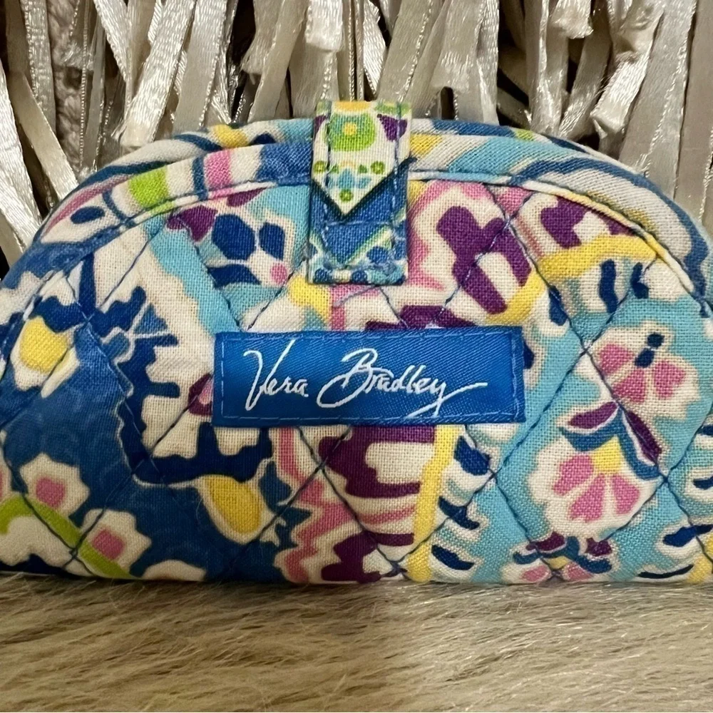 VERA BRADLEY Capri Blue Travel Jewlery Case Green Purple Paisley Semi-Circle