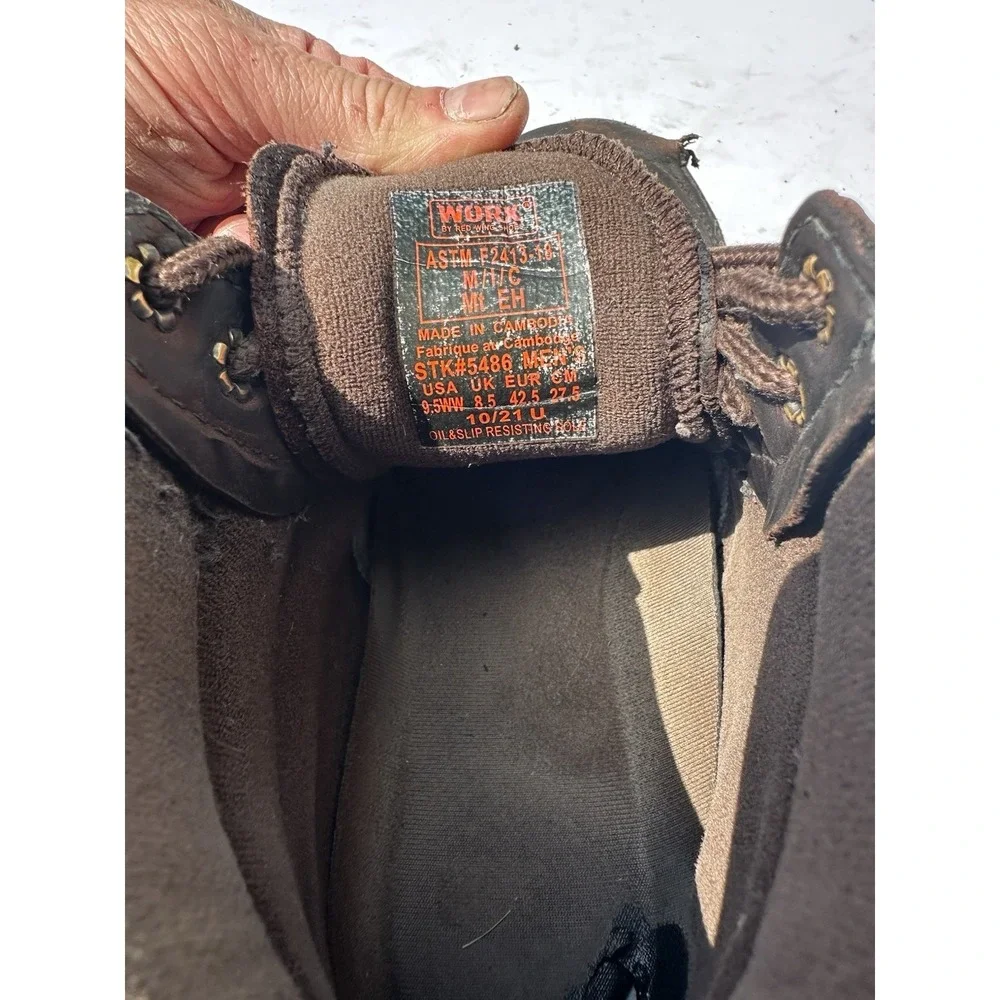 WORX By Red Wing Shoes Men's Met Guard Boot 9.5WW Brown