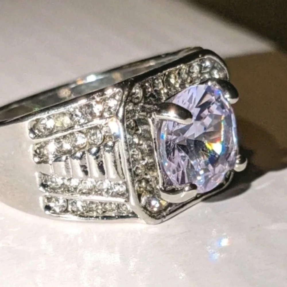 Classic Mens Dazzling 3ct Round Cut Lab Created Diamond Engagement ring