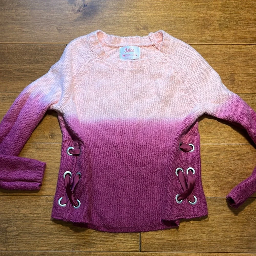 JUSTICE Girl’s Pink Ombré Sweater Size 10