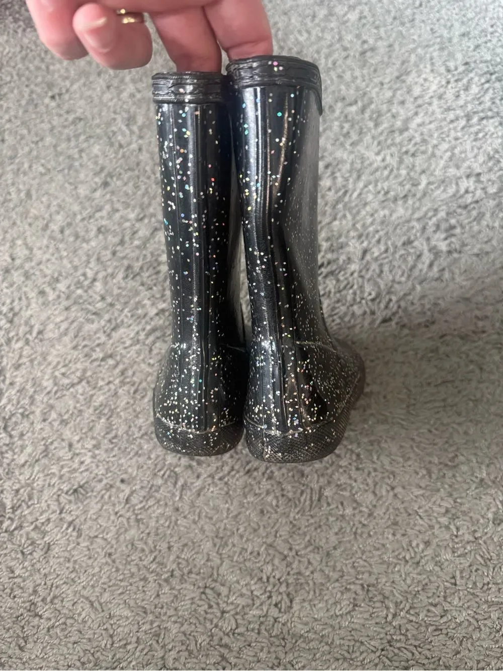 Hunter Black Glitter Rain Boots Sz 11 (UK 9)