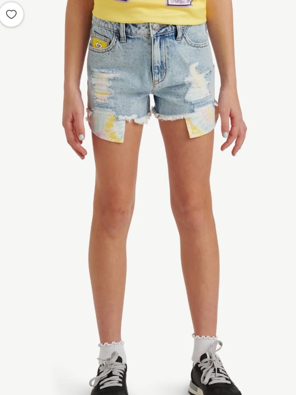SpongeBob Girls Justice Light Wash Blue Denim Sequin Shorts Size 8 NWT